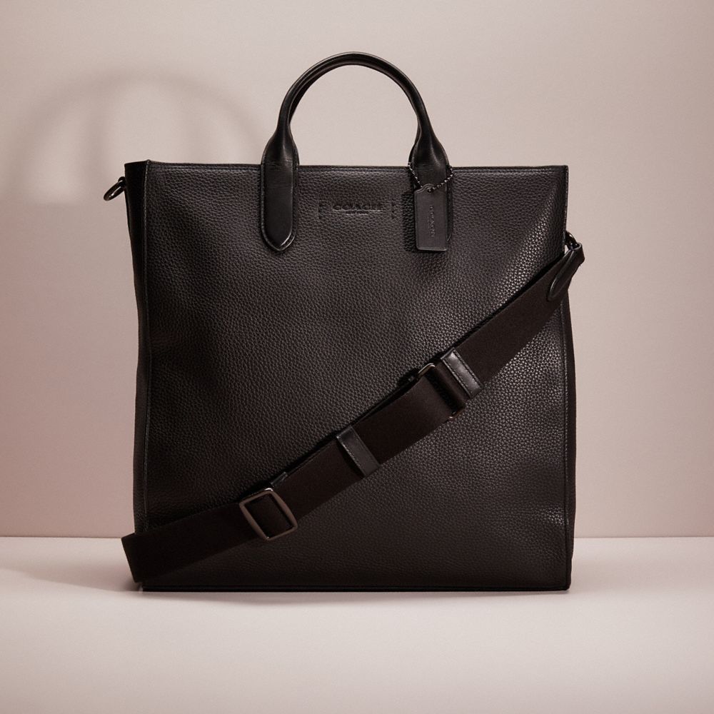 COACH®,RESTORED GOTHAM TALL TOTE,Pebble Leather,Black Copper/Black,Front View