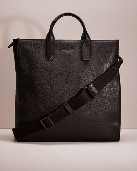 COACH®,RESTORED GOTHAM TALL TOTE,Pebble Leather,Black Copper/Black,Front View