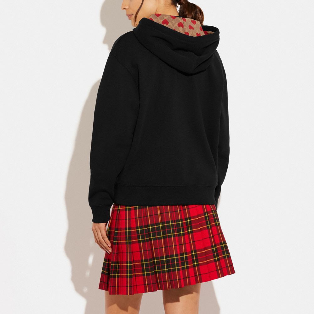 COACH®,SIGNATURE HEART HOODIE,Black,Scale View