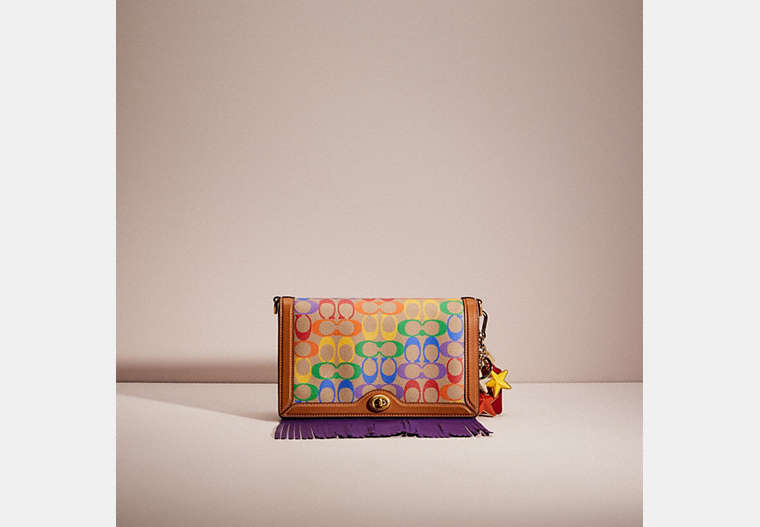 COACH®,UPCRAFTED RILEY IN SIGNATURE CANVAS,Mini,Brass/Tan Penny Multi,Front View