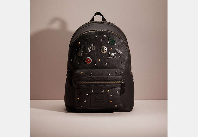 COACH®,UPCRAFTED ACADEMY BACKPACK,Black Copper/Black,Front View