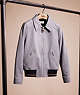 COACH®,RESTORED LEATHER BLOUSON JACKET WITH RIB,Leather,Blue,Front View