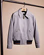 COACH®,RESTORED LEATHER BLOUSON JACKET WITH RIB,Leather,Blue,Front View