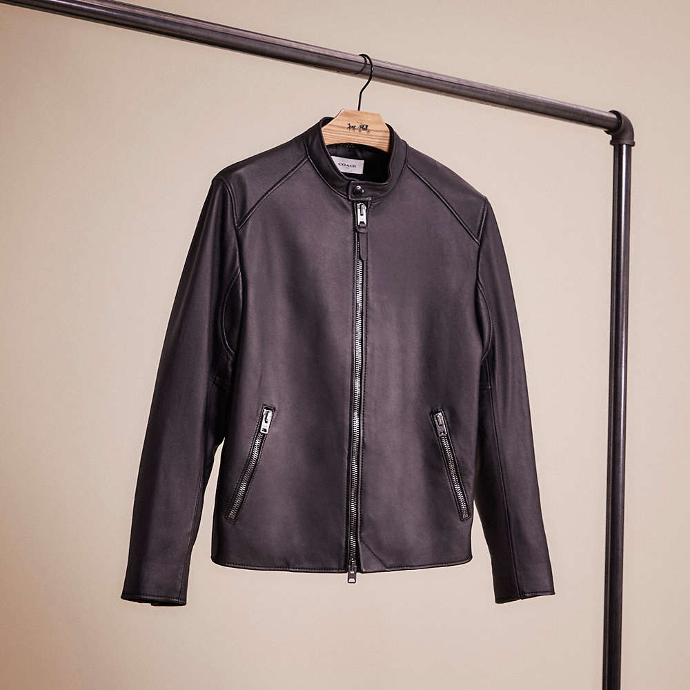 Coach Restored Leather Racer Jacket In Black