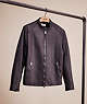 COACH®,RESTORED LEATHER RACER JACKET,Leather,Black,Front View