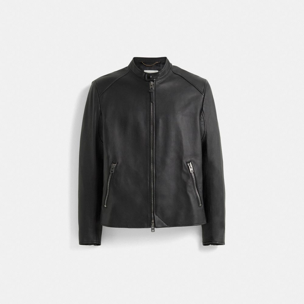 Coach Restored Leather Racer Jacket In Black