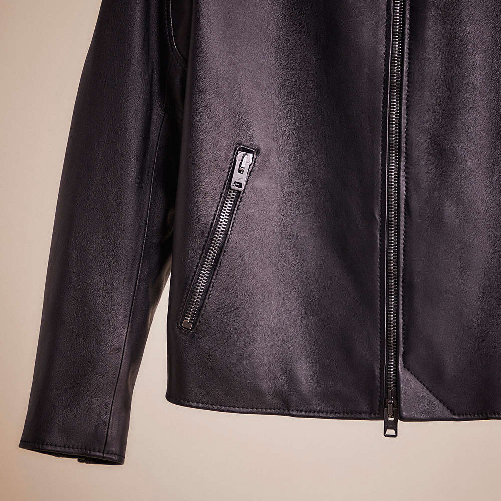 Shop Coach Restored Leather Racer Jacket In Black