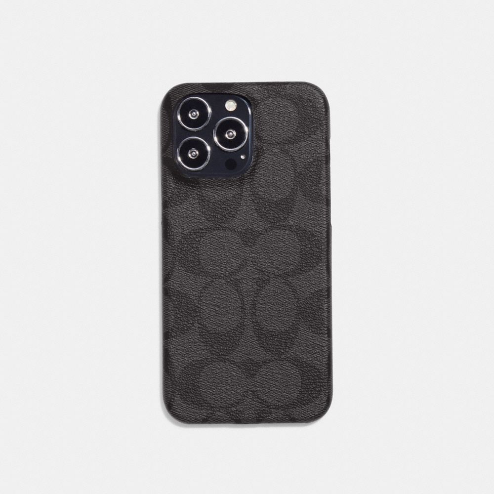 Coach iPhone 14 Pro Max Folio in Signature Canvas - Women's Phone Cases - Charcoal