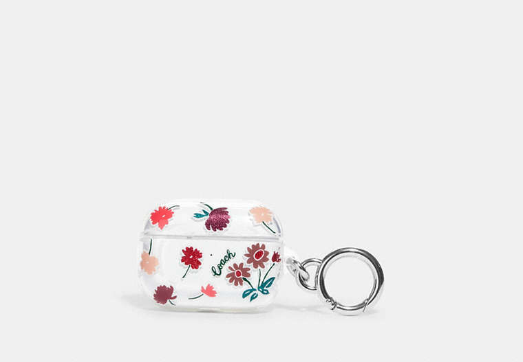 COACH®,AIRPODS PRO CASE WITH MYSTICAL FLORAL PRINT,pvc,Clear/Pink,Front View