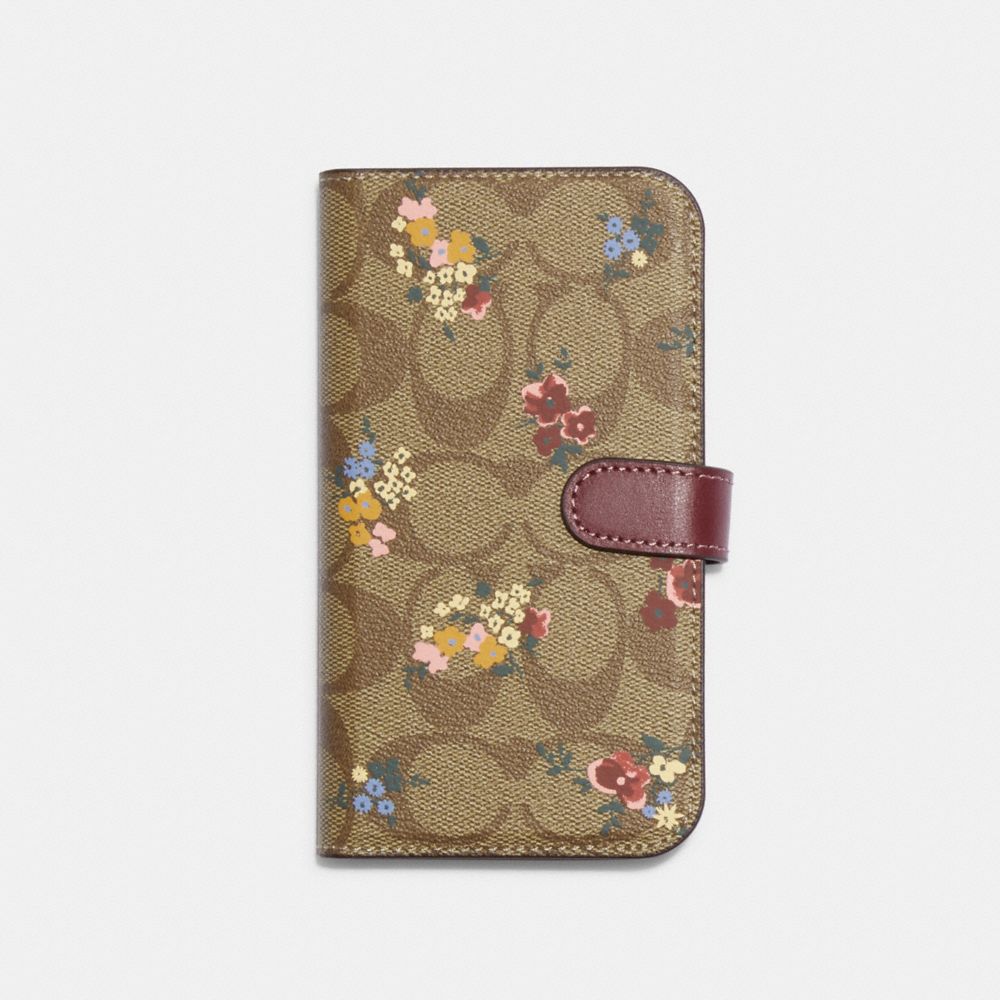 COACH® | Iphone 14 Pro Folio In Signature Canvas With Wildflower