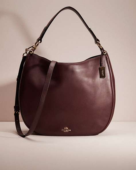 COACH®,RESTORED MAE HOBO,Glovetanned Leather,Large,Light Gold/Oxblood,Front View