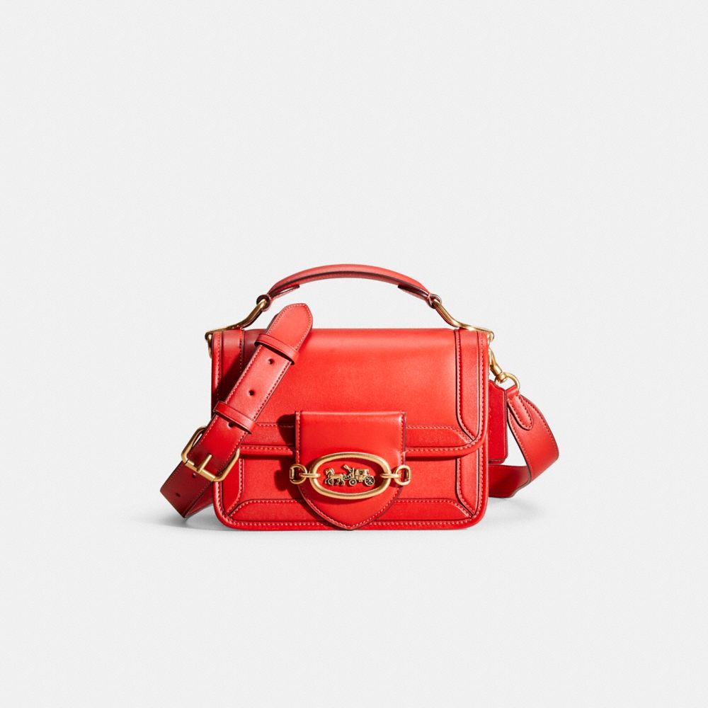 Coach Restored Hero Shoulder Bag In Brass/sport Red