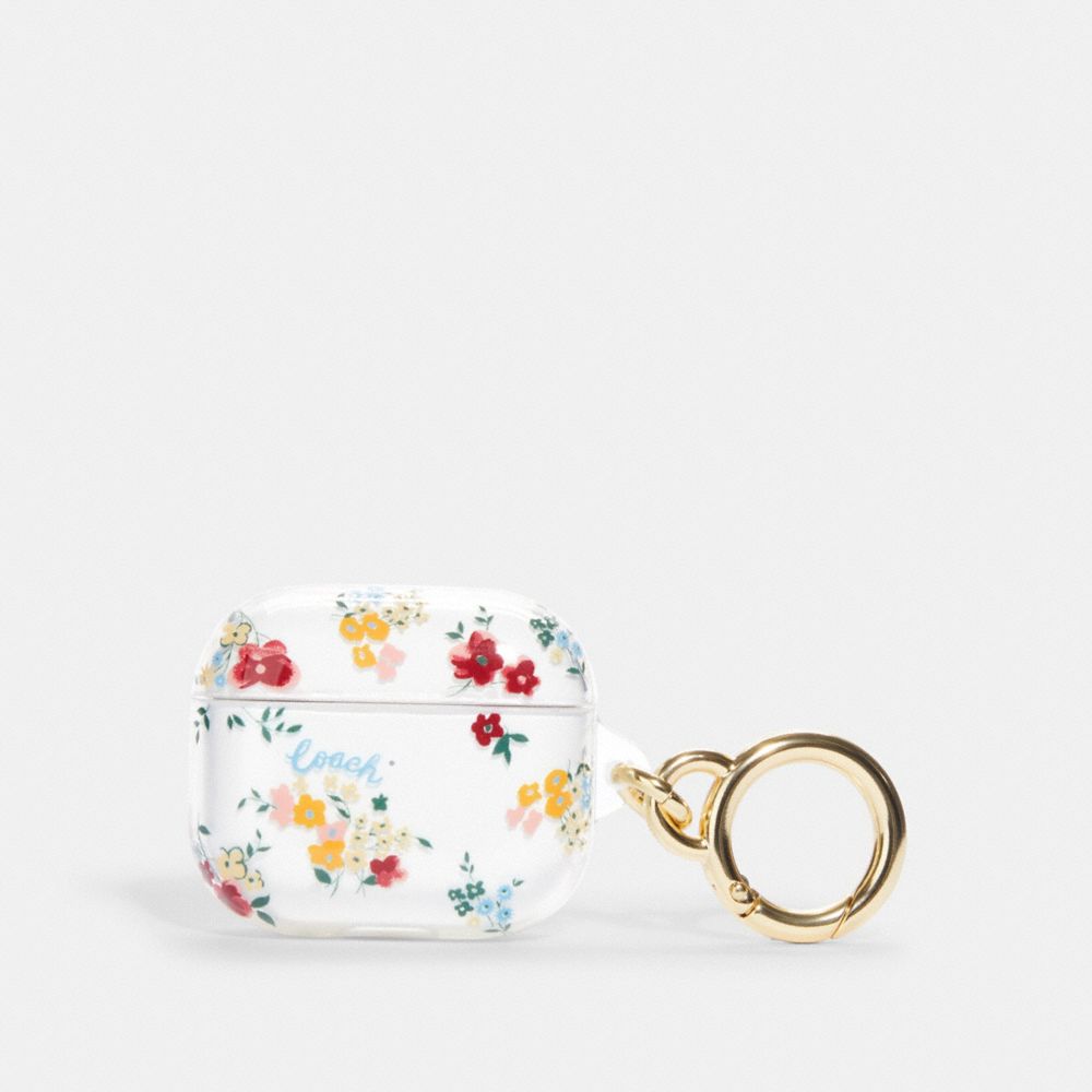 COACH®,AIRPODS 3RD GENERATION CASE WITH WILDFLOWER FLORAL PRINT,Clear/Red,Front View