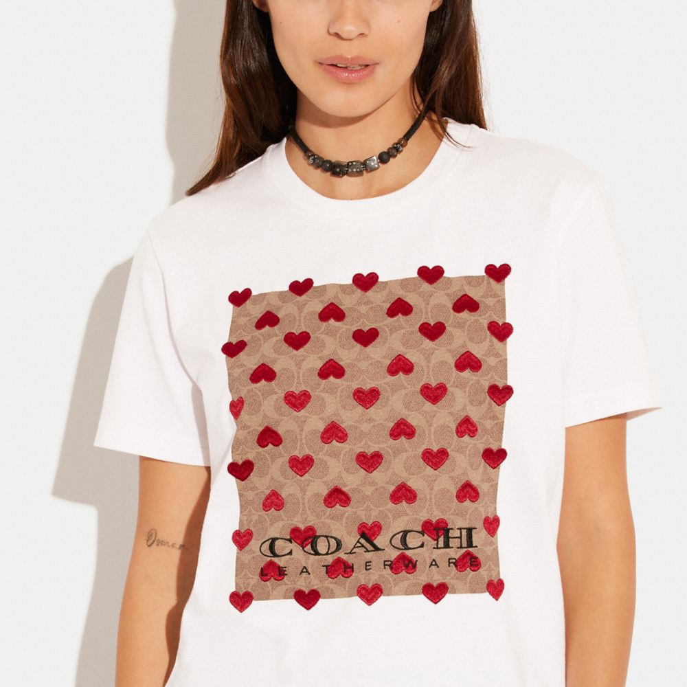 COACH® | Signature Heart T Shirt In Organic Cotton