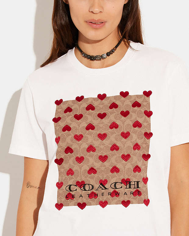 COACH® | Signature Heart T Shirt In Organic Cotton