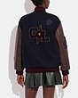 COACH®,OVERSIZED CLASSIC VARSITY JACKET IN RECYCLED WOOL AND RECYCLED POLYESTER,Wool/Polyester,Navy Multi,Scale View