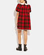 COACH®,TARTAN BABYDOLL DRESS WITH POCKETS,Wool/Polyester,Red Multi,Scale View