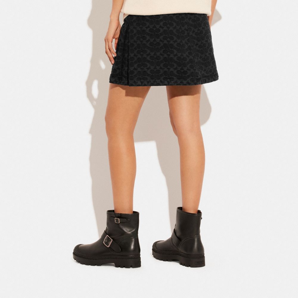 COACH®,SIGNATURE JACQUARD DENIM SKIRT,Black,Scale View