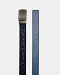 COACH®,PLAQUE BUCKLE CUT-TO-SIZE REVERSIBLE BELT, 38MM,Metal,Black Antique Nickel/Midnight/Indigo,Angle View