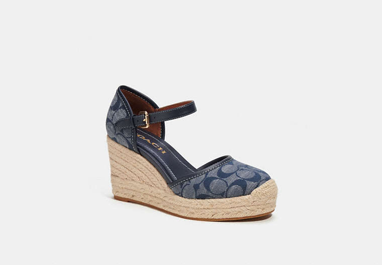 COACH®,RAINE ESPADRILLE IN SIGNATURE DENIM,Leather,Chambray,Front View image number 0
