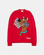 COACH®,COACH | SCOOBY-DOO! CREWNECK SWEATER,Wool/Cashmere,Red,Front View