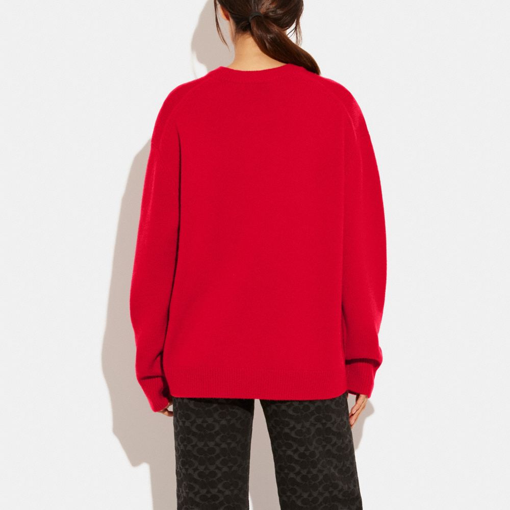 COACH®,COACH | SCOOBY-DOO! CREWNECK SWEATER,Wool/Cashmere,Red,Scale View