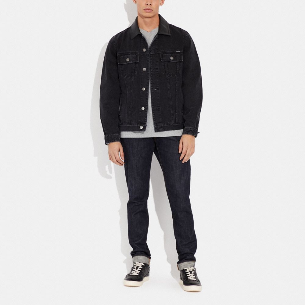 COACH®,SOLID DENIM JACKET,Black,Scale View