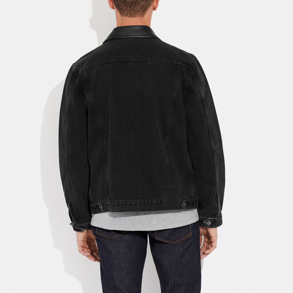 COACH®,SOLID DENIM JACKET,Black,Scale View