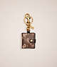 COACH®,REMADE PICTURE FRAME BAG CHARM,Brown,Front View