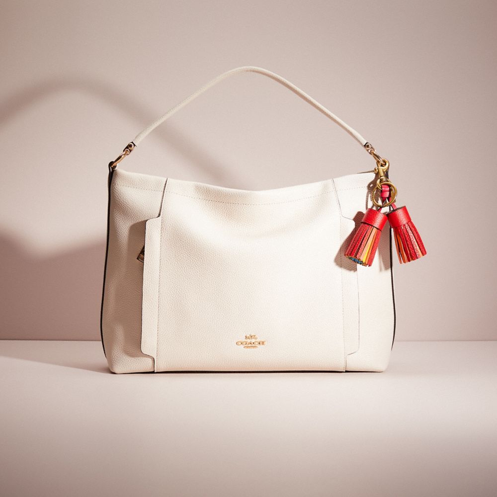 COACH®,Remade Colorblock Tassel Bag Charm,Bag Charm,Logo,Tassel,Casual,Black,Angle View