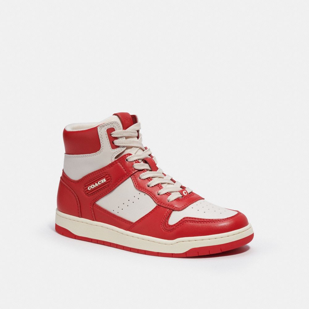 COACH®,HIGH TOP SNEAKER,Sport Red/Chalk,Front View