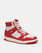 COACH®,HIGH TOP SNEAKER,Leather,Sport Red/Chalk,Front View