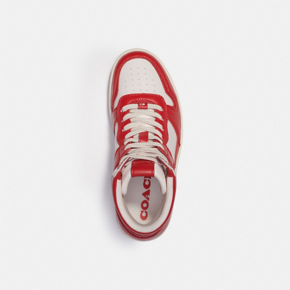 COACH®,HIGH TOP SNEAKER,Sport Red/Chalk,Inside View,Top View