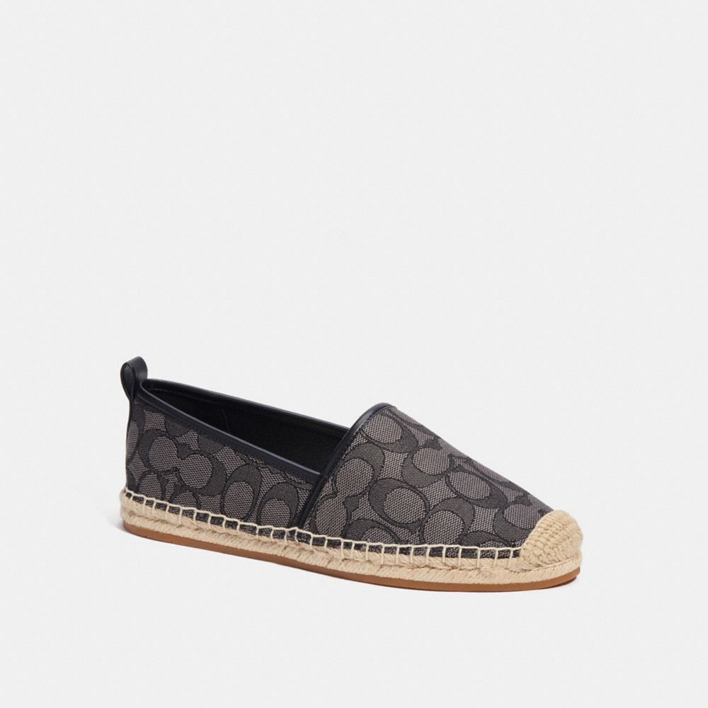 COACH®,CODI ESPADRILLE IN SIGNATURE JACQUARD,Black,Front View