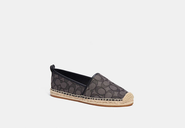 COACH®,CODI ESPADRILLE IN SIGNATURE JACQUARD,Leather,Black,Front View image number 0