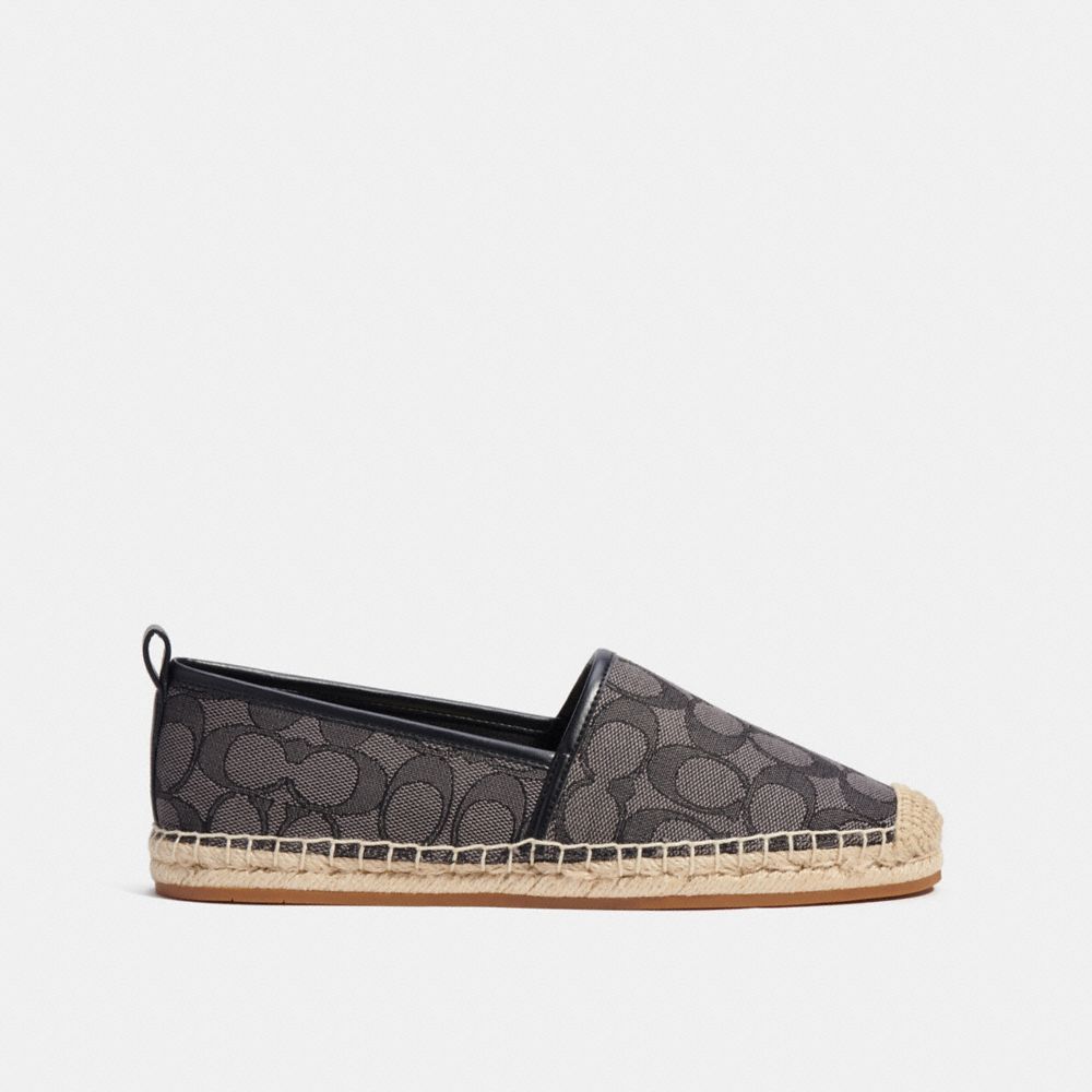 COACH®,CODI ESPADRILLE IN SIGNATURE JACQUARD,Black,Angle View