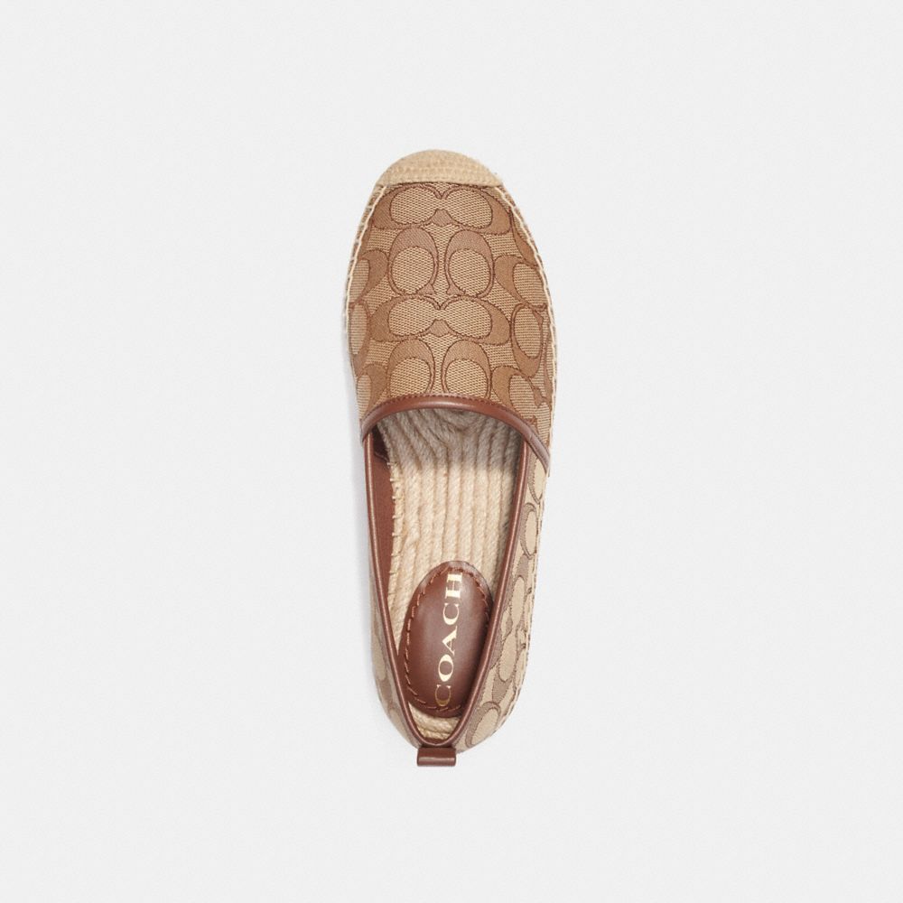 COACH®,CODI ESPADRILLE IN SIGNATURE JACQUARD,Khaki/Saddle,Inside View,Top View