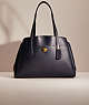 COACH®,RESTORED LORA CARRYALL,Polished Pebble Leather,Large,Brass/Midnight Navy,Front View