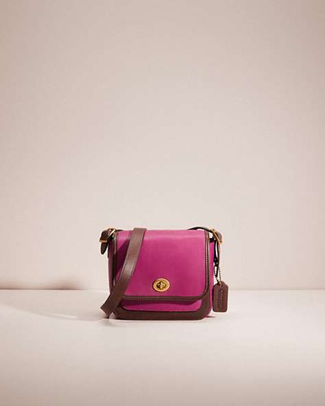 COACH®,RESTORED RAMBLER CROSSBODY 16 IN COLORBLOCK,Glovetanned Leather,Brass/Hibiscus Multi,Front View