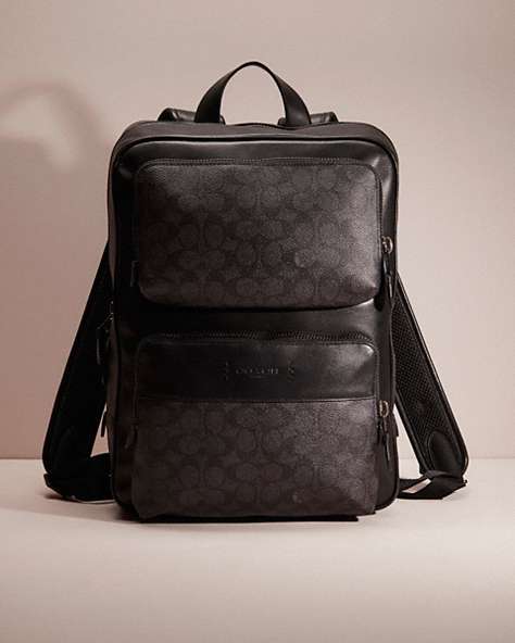 COACH®,RESTORED GOTHAM BACKPACK IN SIGNATURE CANVAS,Signature Coated Canvas,X-Large,Black Copper/Charcoal/Black,Front View