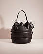 COACH®,RESTORED FIELD BUCKET BAG WITH QUILTING AND COACH BADGE,Pewter/Black,Front View