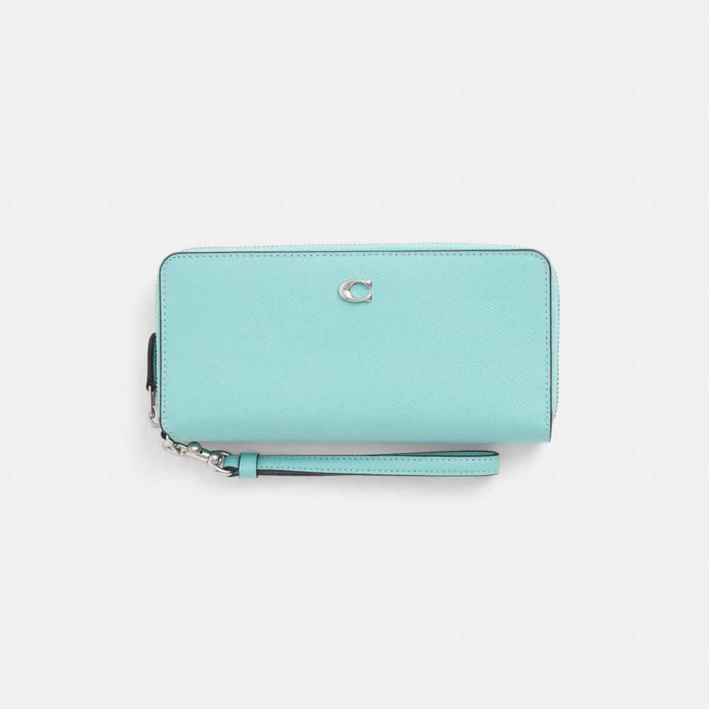 Shop Coach Restored Continental Wallet In Silver/faded Blue
