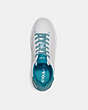 COACH®,CLIP LOW TOP SNEAKER,Leather,Optic White/ Blue Green,Inside View,Top View
