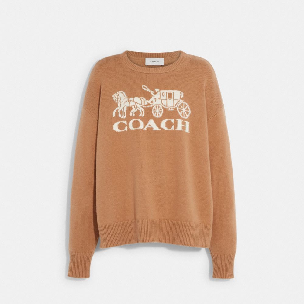 COACH®,Horse And Carriage Crewneck Sweater,,Front View