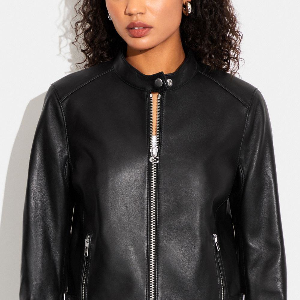 COACH®,RACER EN CUIR,Noir,Detail View