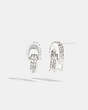 COACH®,PAVÉ SIGNATURE SINGLE DROP EARRINGS,Brass,Silver & Clear,Front View