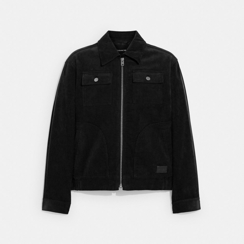 COACH®,CORDUROY JACKET,Black,Front View