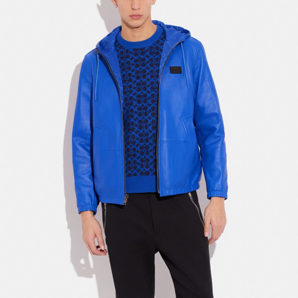 COACH®,REVERSIBLE LEATHER JACKET,Bright Blue/Bright Blue Sig,Scale View