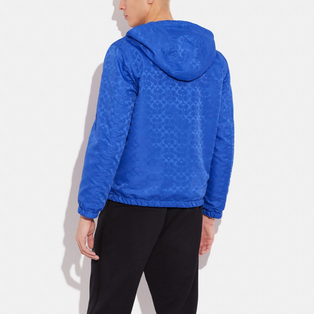 COACH®,Reversible Leather Jacket,Leather,Leather,Drawstring,Casual,Blue,Scale View