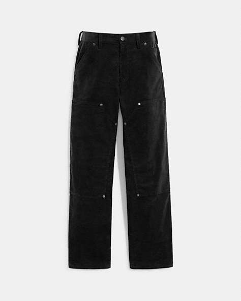 COACH®,CORDUROY PANTS,cotton,Black,Front View